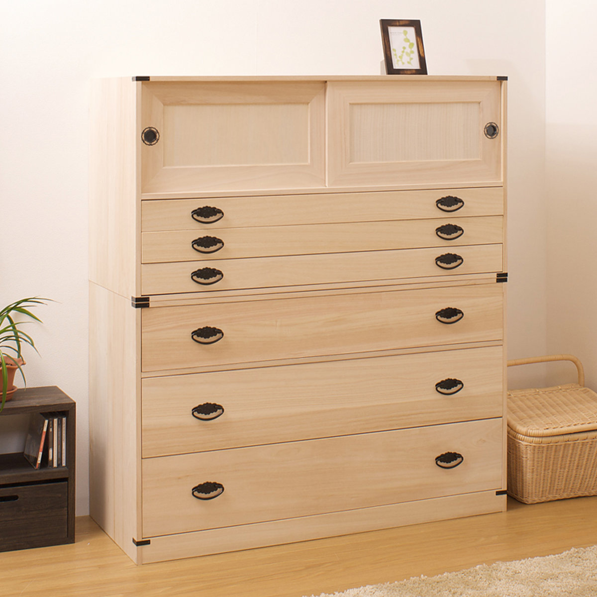 桐タンス 6段 引き戸タイプ 着物用 幅99 高さ114cm （ 桐たんす 桐