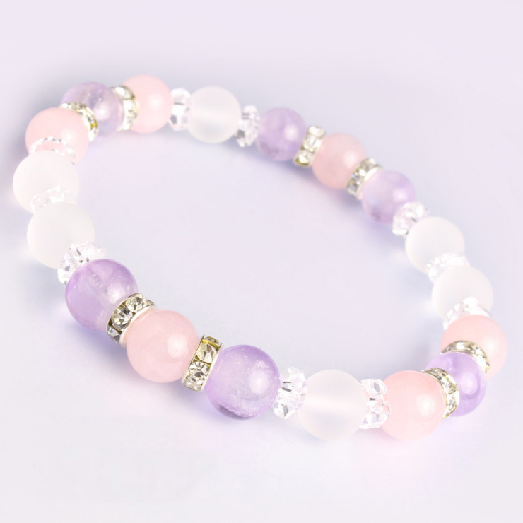 ラベンダーアメジスト・ローズクォーツ デザインブレスレット