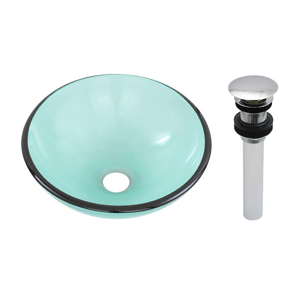 ガラス 洗面ボウル 手洗器 クリアブルー（SSサイズ φ 300×100