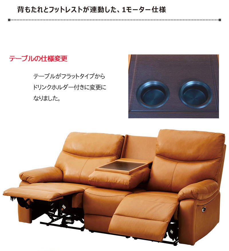 2/25限定 ポイント5倍】電動ソファ 3人掛け 本革 リクライニング
