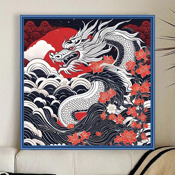 初級 フル ダイヤモンドアート キット ビーズ刺繍 龍ドラゴン 辰年