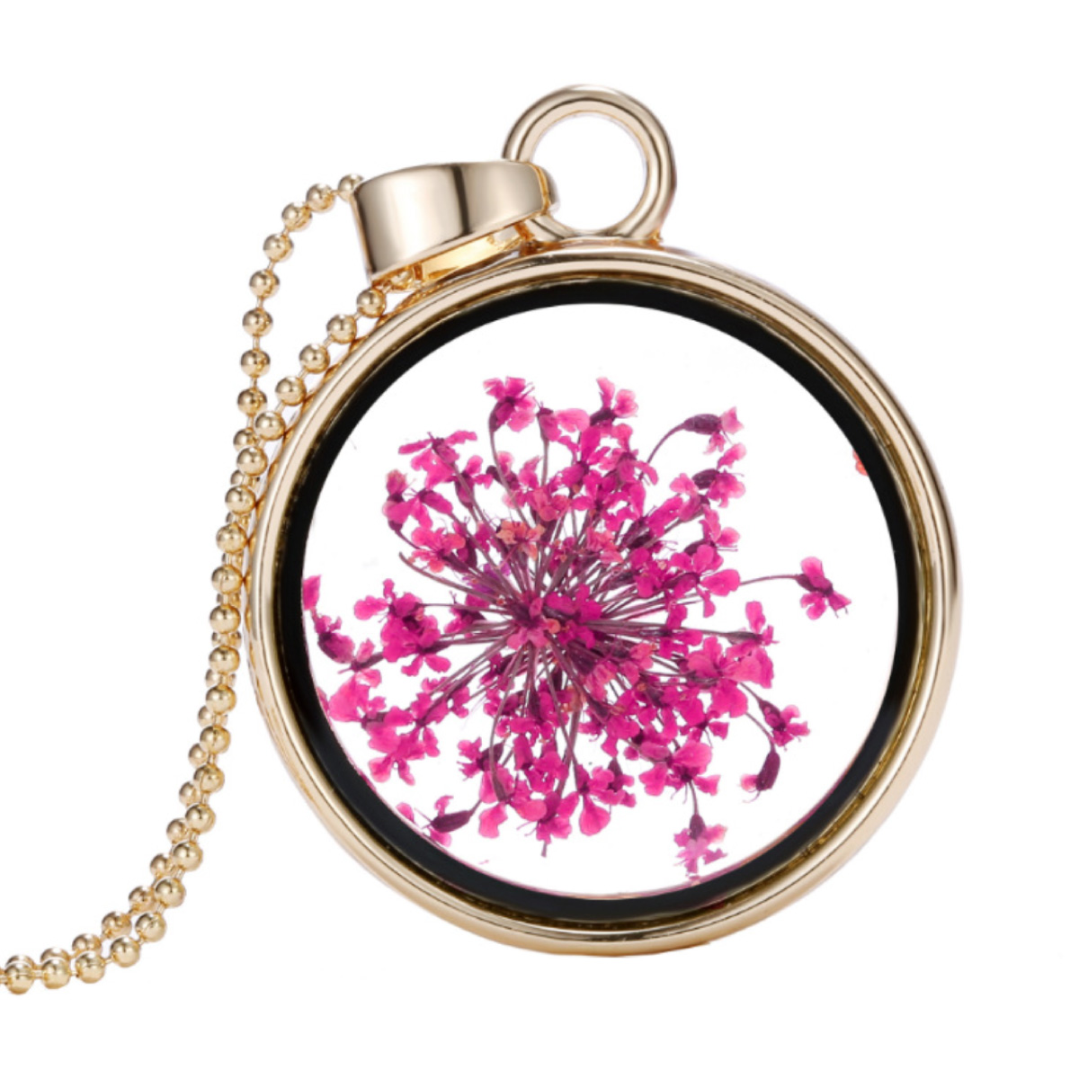 ネックレス ペンダント ドライフラワー 花 植物 ボタニカル カスミソウ