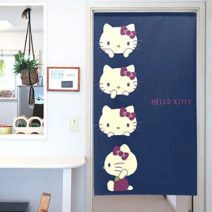 ハローキティ のれん レトロカラー 85×150cm HELLO KITTY レースのれん
