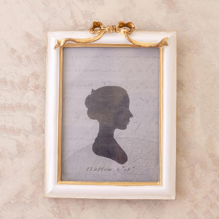 フレンチリボン フォトフレーム レクトアンティーク シャビー シャビー