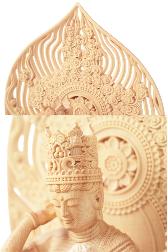 木彫り 仏像 如意輪観音 フィギュア 如意輪観音像 座像 仏教美術 置物