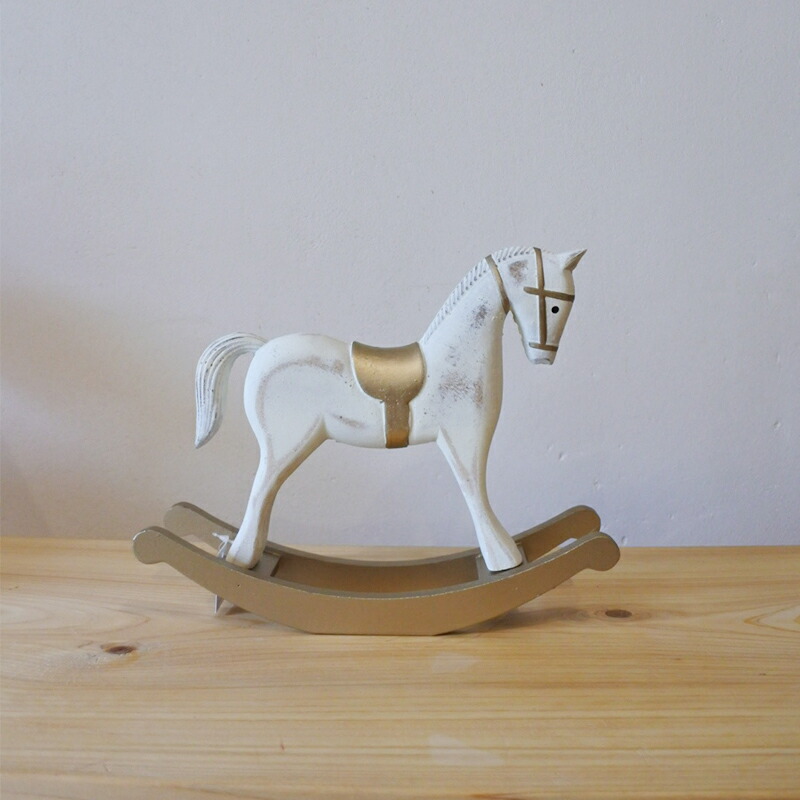 木馬 オブジェ ロッキングホース 木製 馬 置物 ロッキン・ホワイト