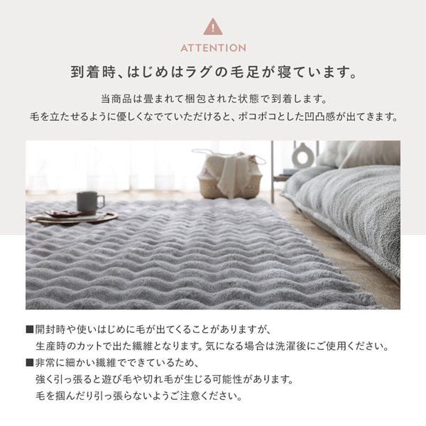 ふわもこ ラグ 約190×240cm アイボリー 洗える 抗菌 消臭 ペット臭