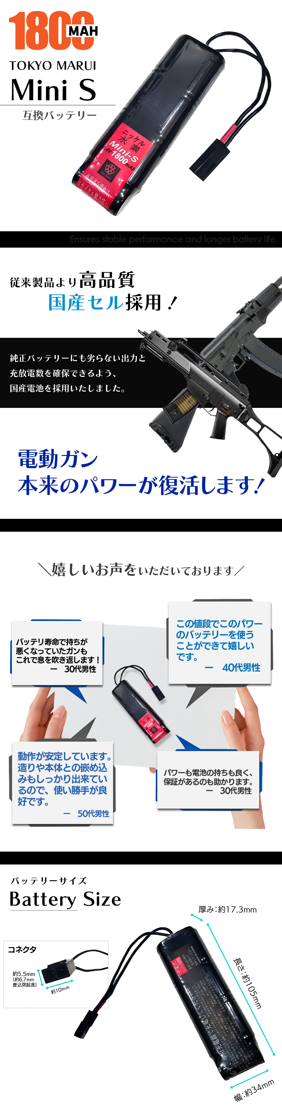 TOKYO MARUI（東京マルイ） 【互換品】 ミニS バッテリー 次世代・従来