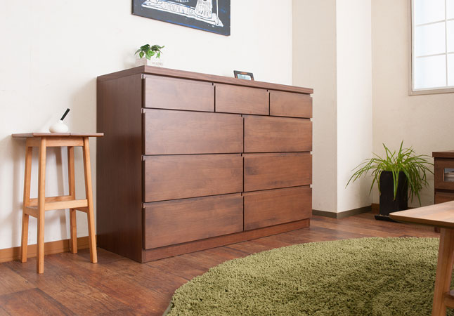 チェスト 天然木 無垢材 木製 ワイド 4段 完成品 日本製 引き出し 収納