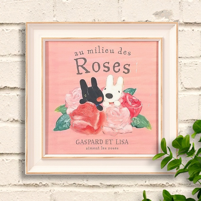 リサとガスパール グッズ 絵 バラのうえで 額付き 壁掛け インテリア
