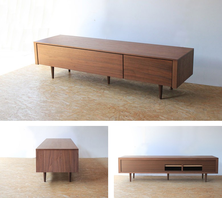 大川家具 テレビボード 幅160cm ウォールナット オーク 突板ガラス