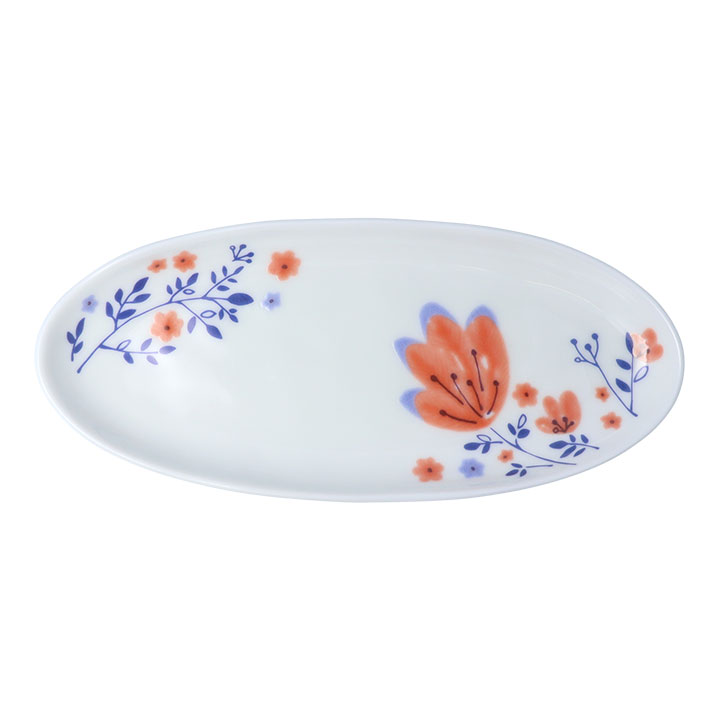 九谷焼 3色から選べる 春花 楕円皿 / ハレクタニ 長皿 和食器 取り皿