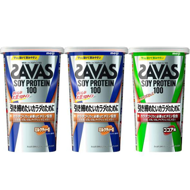 ザバス ソイプロテイン100 選べる3個セット 224g カップ容器入り 大豆
