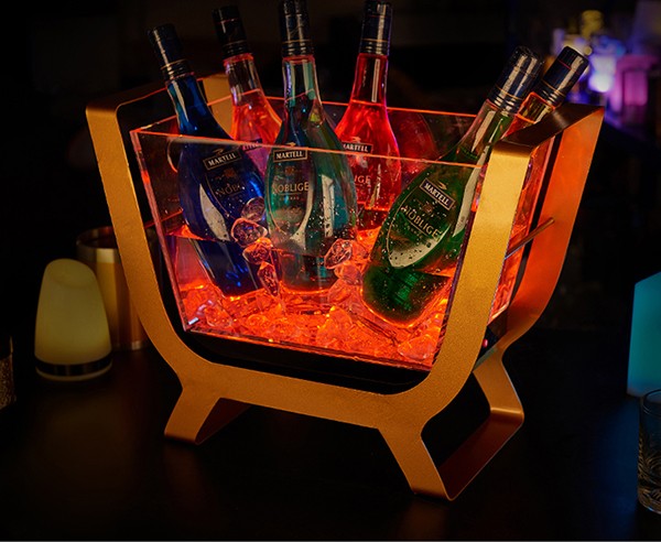 光る ワインクーラー 舟形 台座付き 充電式 マルチカラー ボトル