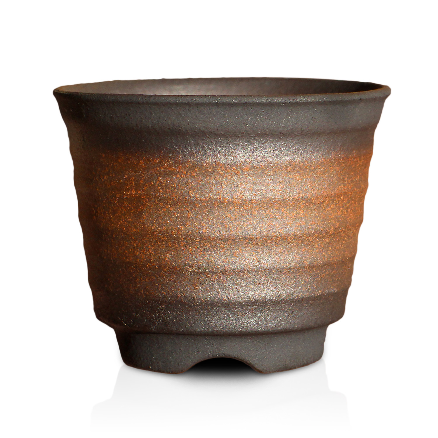 盆栽鉢 六平 3号 四日市萬古焼 金彩 黒 赤吹 金吹 黒吹 5色 丸 円形