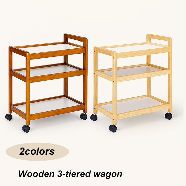 SIMPLE LIFE（シンプルライフ） 木製ワゴン 3段 キャスター付き 幅58.5