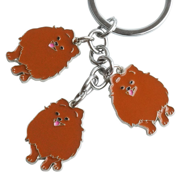 3連 ポメラニアン キーホルダー キーリング 犬 ポメ ドッグ PR