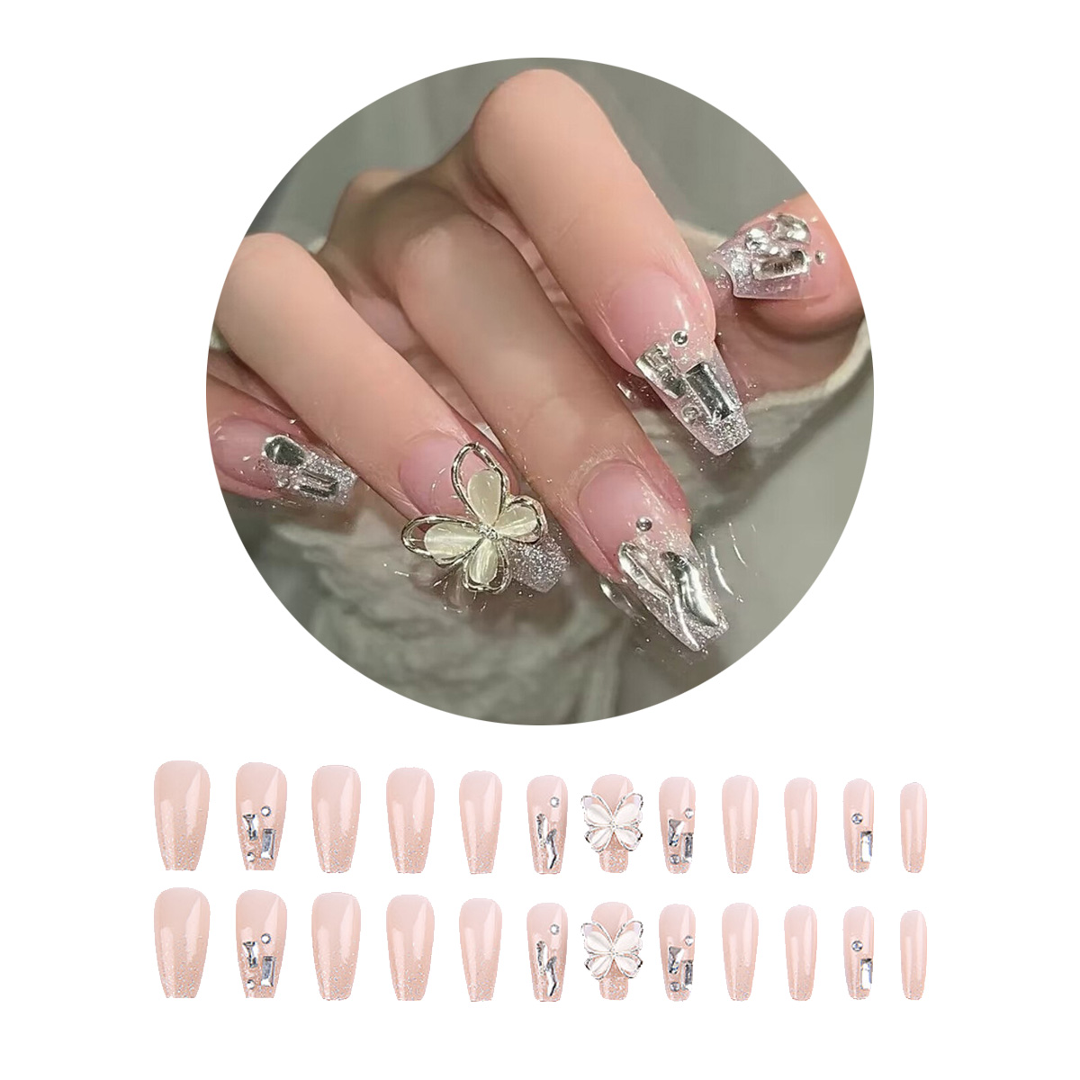 ネイルチップ 24枚セット セルフネイル パーツ ショート ロング