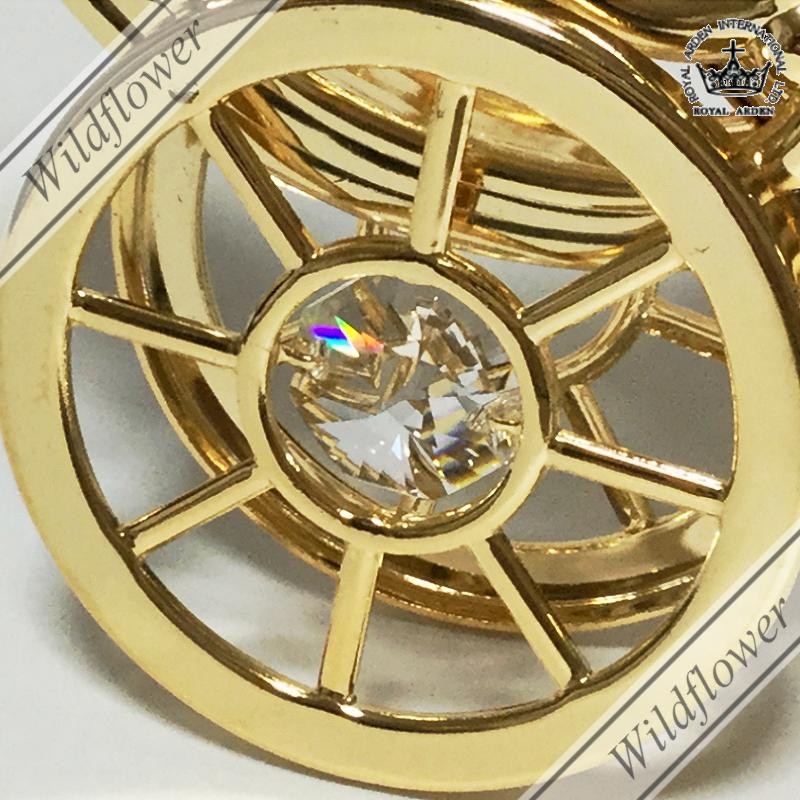 スワロフスキー オブジェ 馬車 オーナメント ミラー ゴールド 鏡