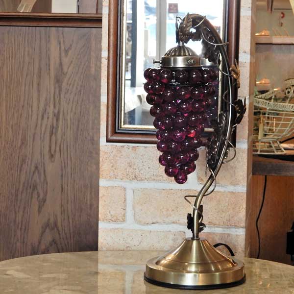 タッチランプ 葡萄 パープル ランプ ガラス照明 3段階調光 ぶどう