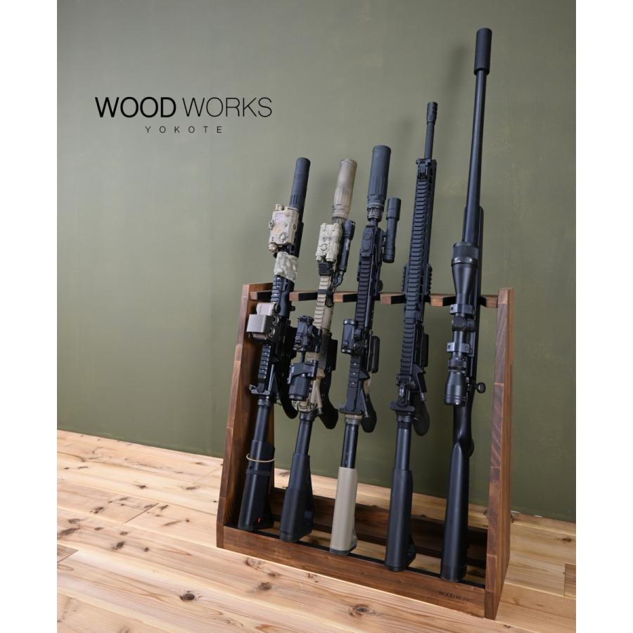 WOODWORKS ガンラック 5丁掛 ( 色：ブラウン ) 木製 日本製