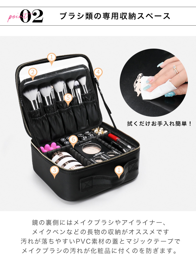 メイクボックス 大容量 鏡付き ミラー付き プロ用 コスメボックス