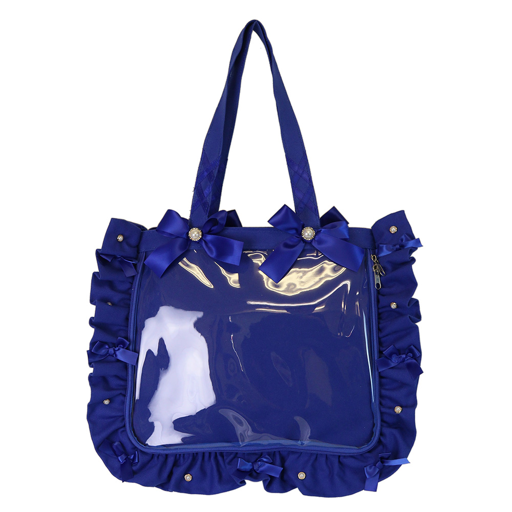 痛バッグ トート ビニールトートバッグ フリル スタッズ パール 装飾