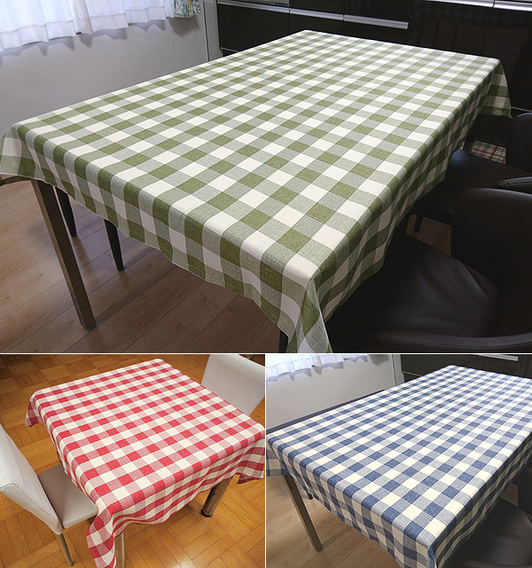 撥水テーブルクロス チェック柄 120×170cm 長方形タイプ 日本国内縫製