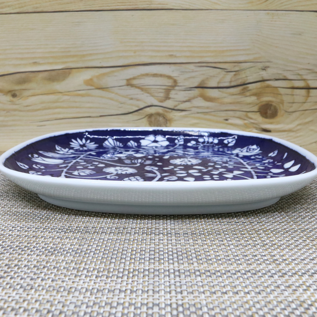 皿 有田焼 波佐見焼 フラワーパレード盛皿（ブルー/ホワイトライン