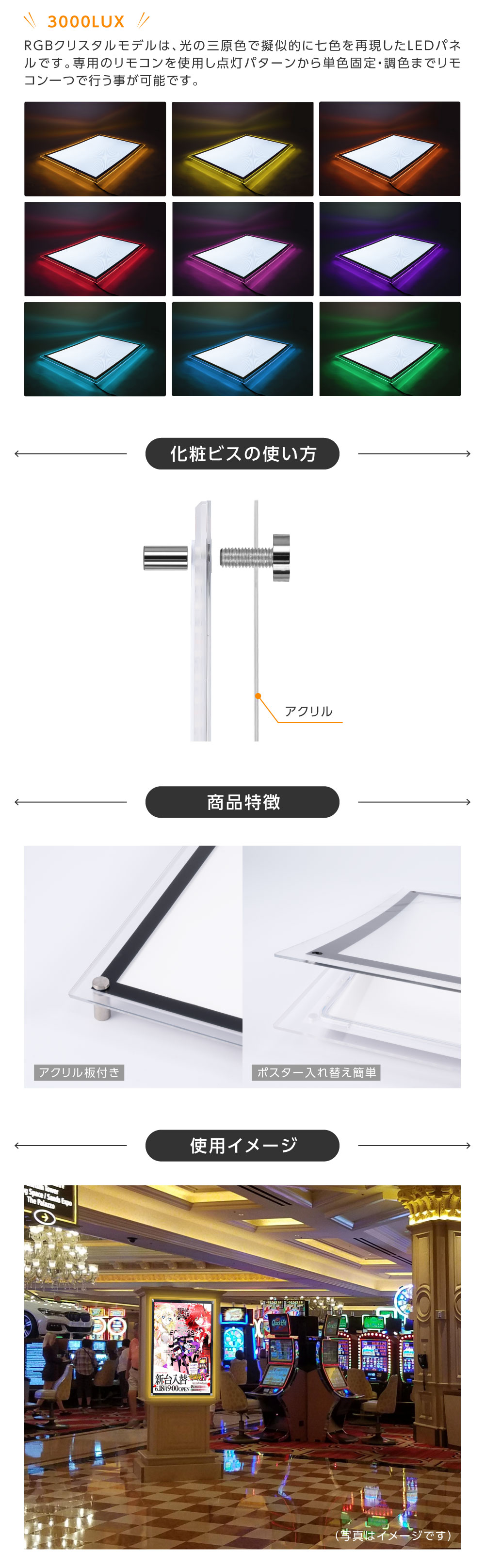 サインキングダム LEDパネル RGBクリスタルモデル A1サイズ
