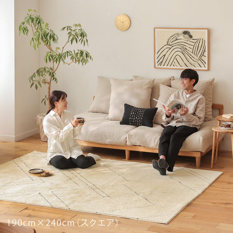 洗える 抗菌ラグマット Clumore 130×190 長方形 スクエア ドット