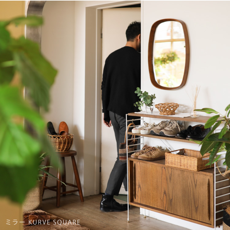 ミラー 鏡 全身鏡 全身ミラー KURVE 姿見 壁掛け 北欧 ナチュラル