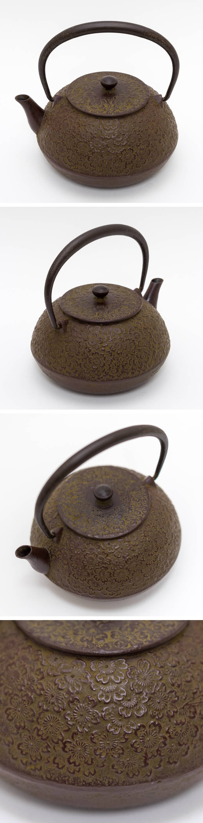 南部鉄器 鉄瓶 送料無料 伝統工芸士 佐藤勝久”平丸型 桜肌 1.2L