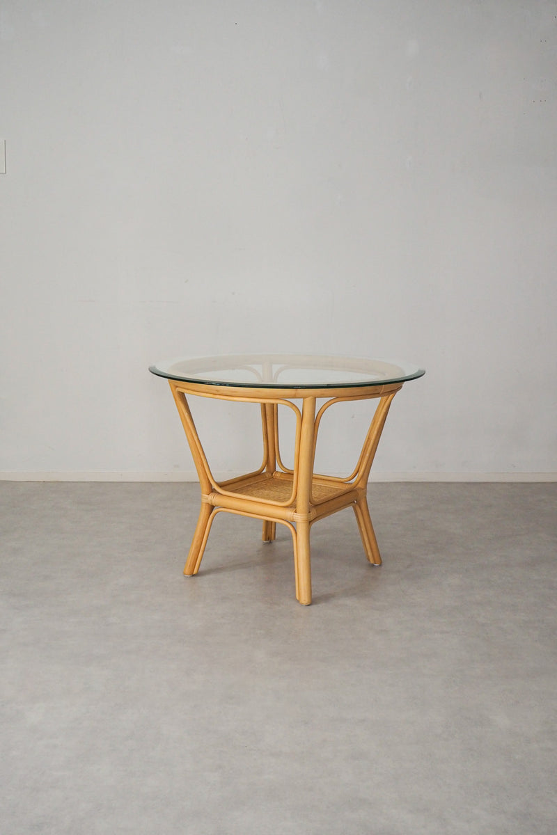 Rattan glass top coffee table cerote antiques