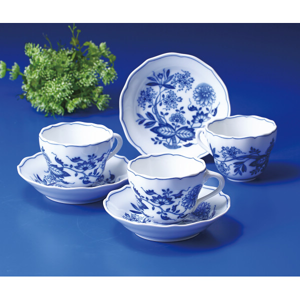 フッチェンロイター ブルーオニオン コーヒーカップ＆ソーサー5客組