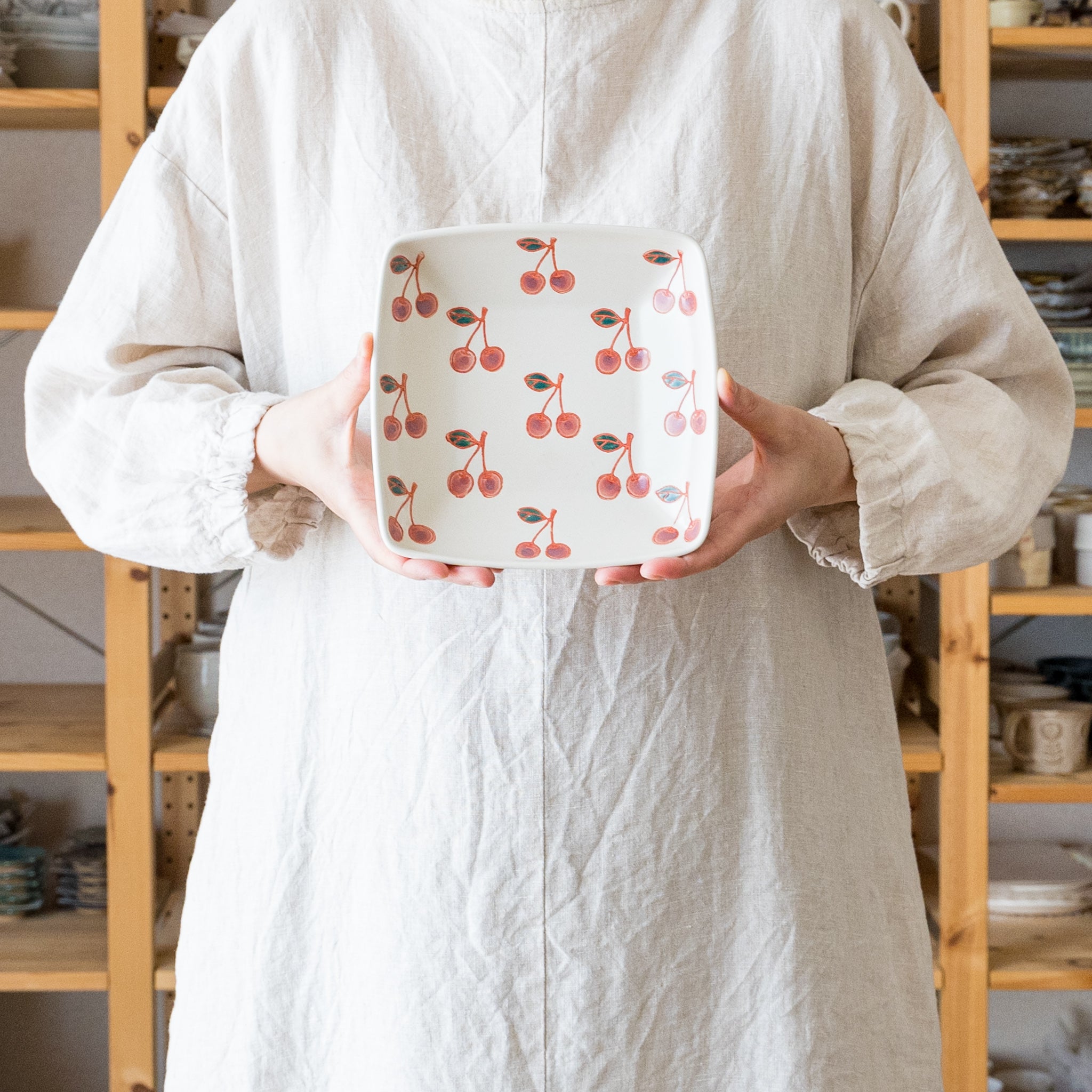 波佐見焼 fruits 角鉢 サクランボ｜和食器通販 四季折折 – 四季折折