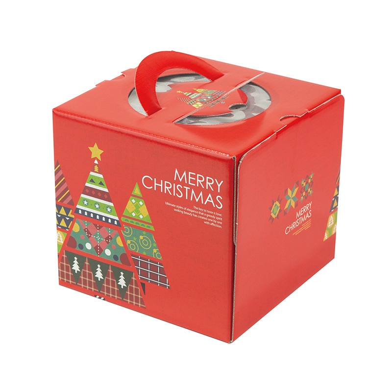 ヤマニパッケージ ケーキ箱 カラフルツリー 4.5号 20-2322 100枚/箱