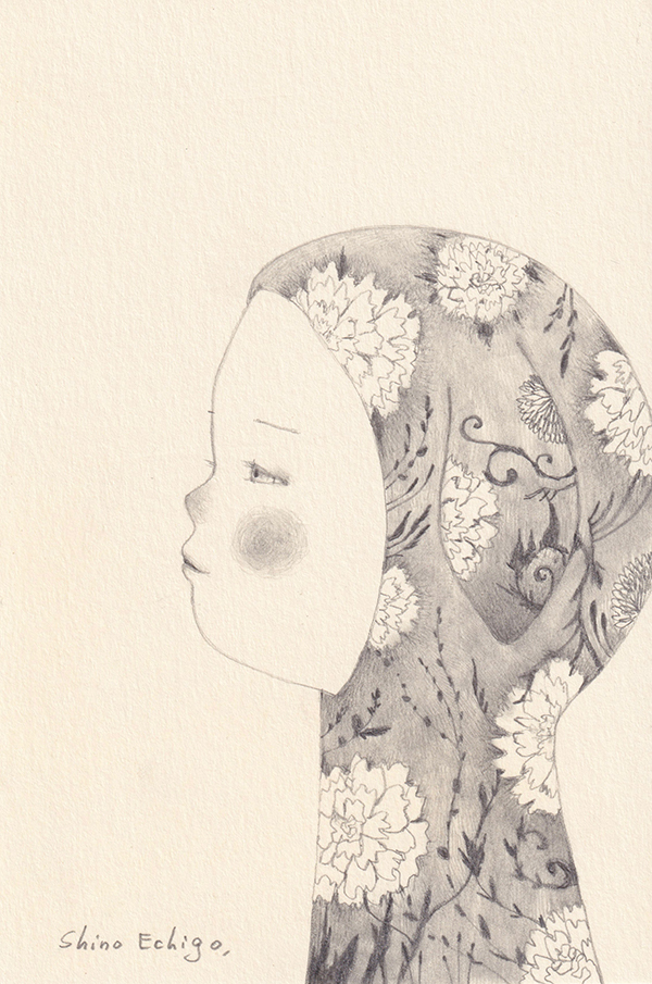 越後しの 鉛筆画作品