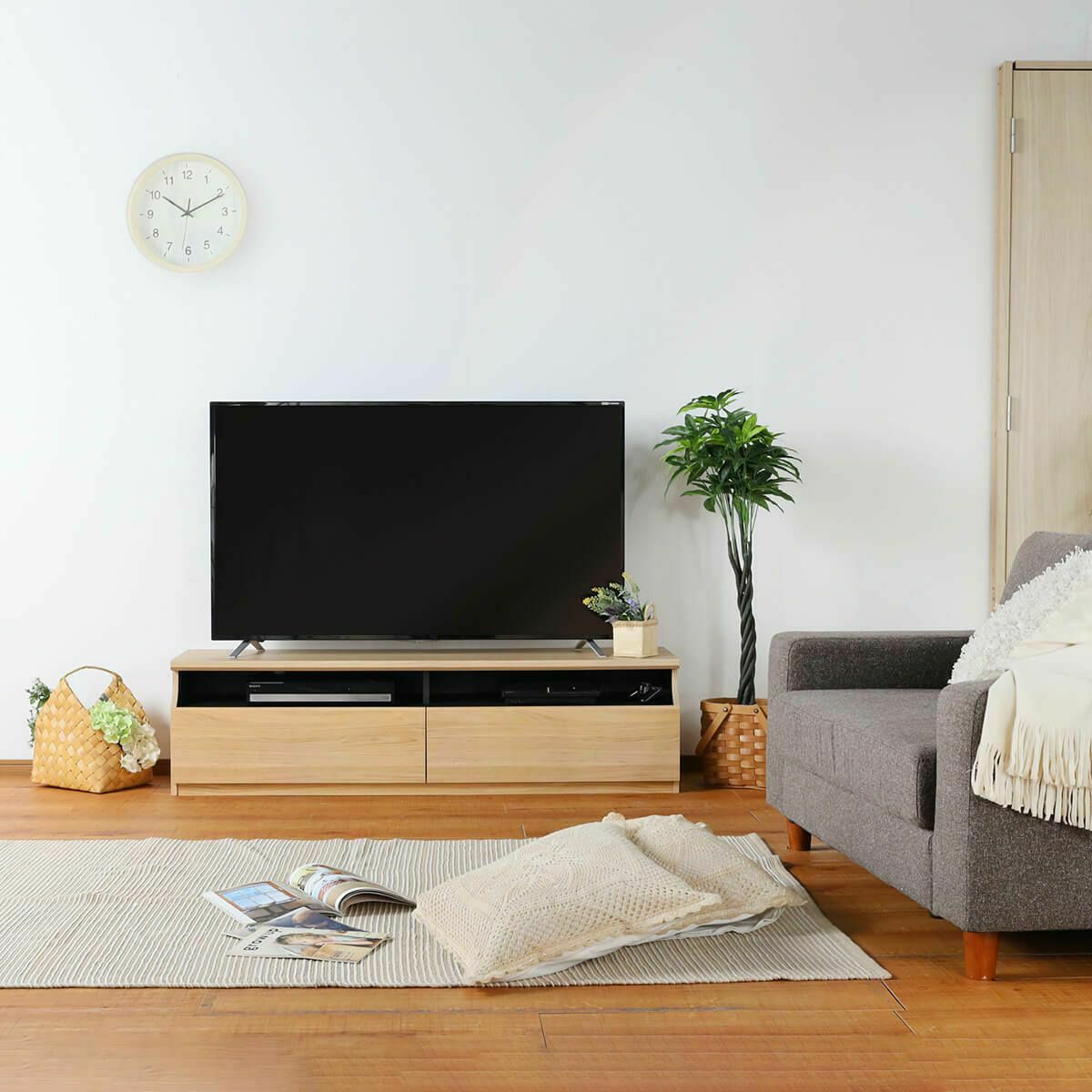 テレビ台 幅178cm 高さ40cm ナチュラルブラウン 75V型対応 シンプル