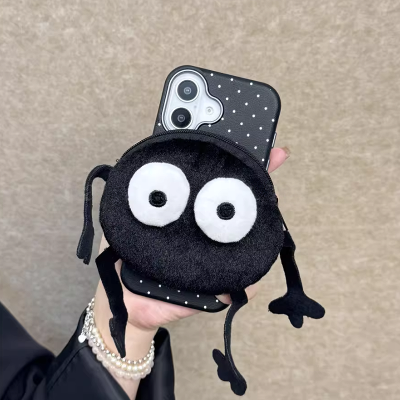 キュートブラックモンスターポーチサイドクリップスマホショルダー