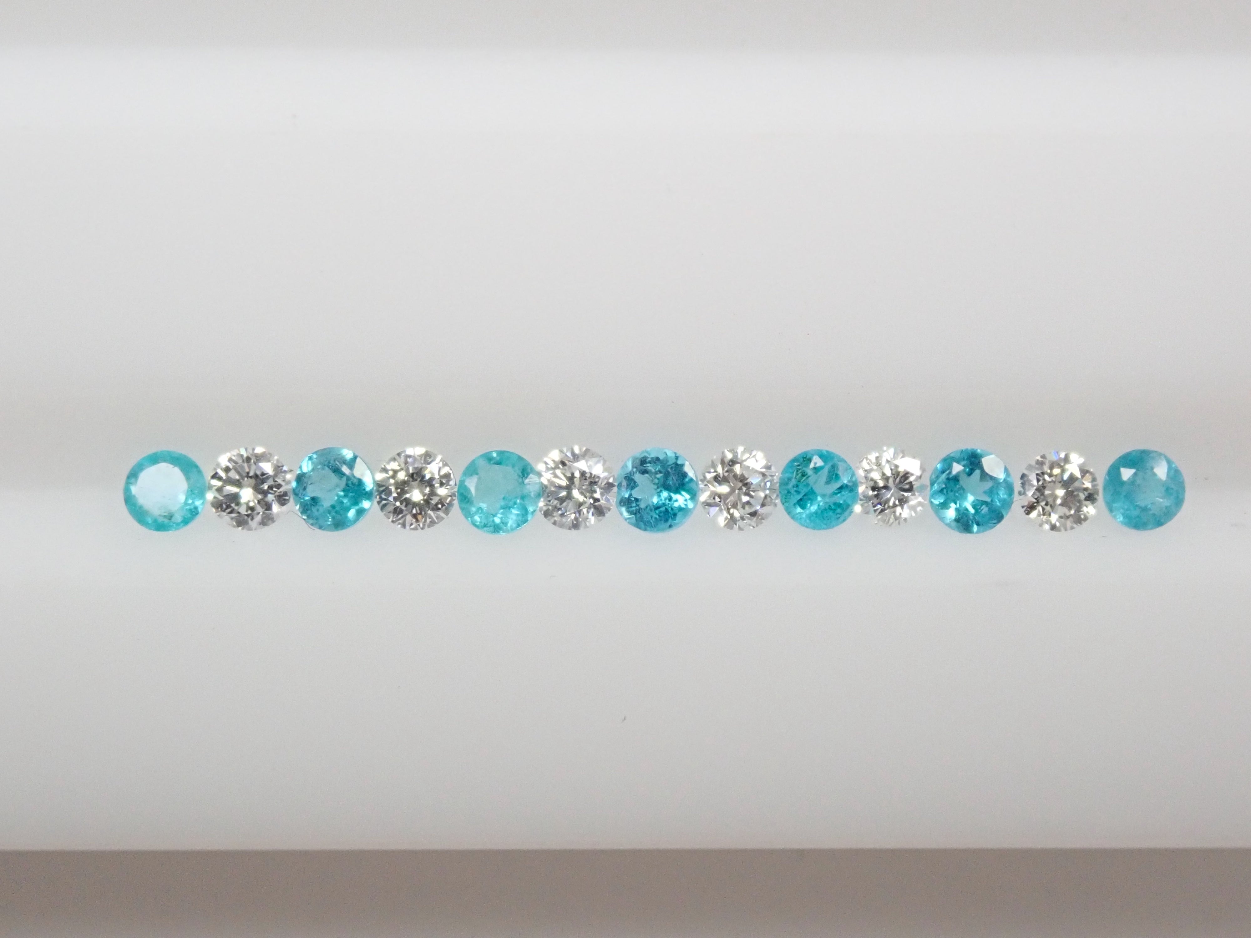 パライバトルマリン・ダイヤモンド13石ハーフエタニティリングセット