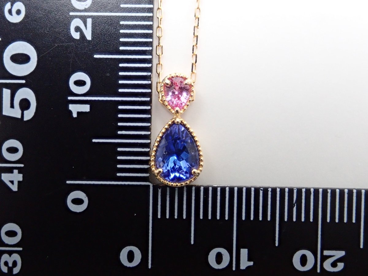 K18タンザナイト0.62ct・ピンクサファイア ペンダント（ネックレス）