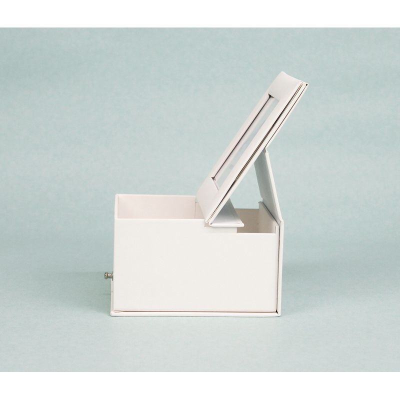 即日☆OrangeDeco/引き出し&フォトフレーム付レザー調ボックス WH