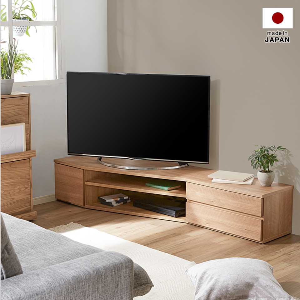 国産ローテレビ台 コーナーテレビ台 収納 木目調 半完成品 [幅180][日