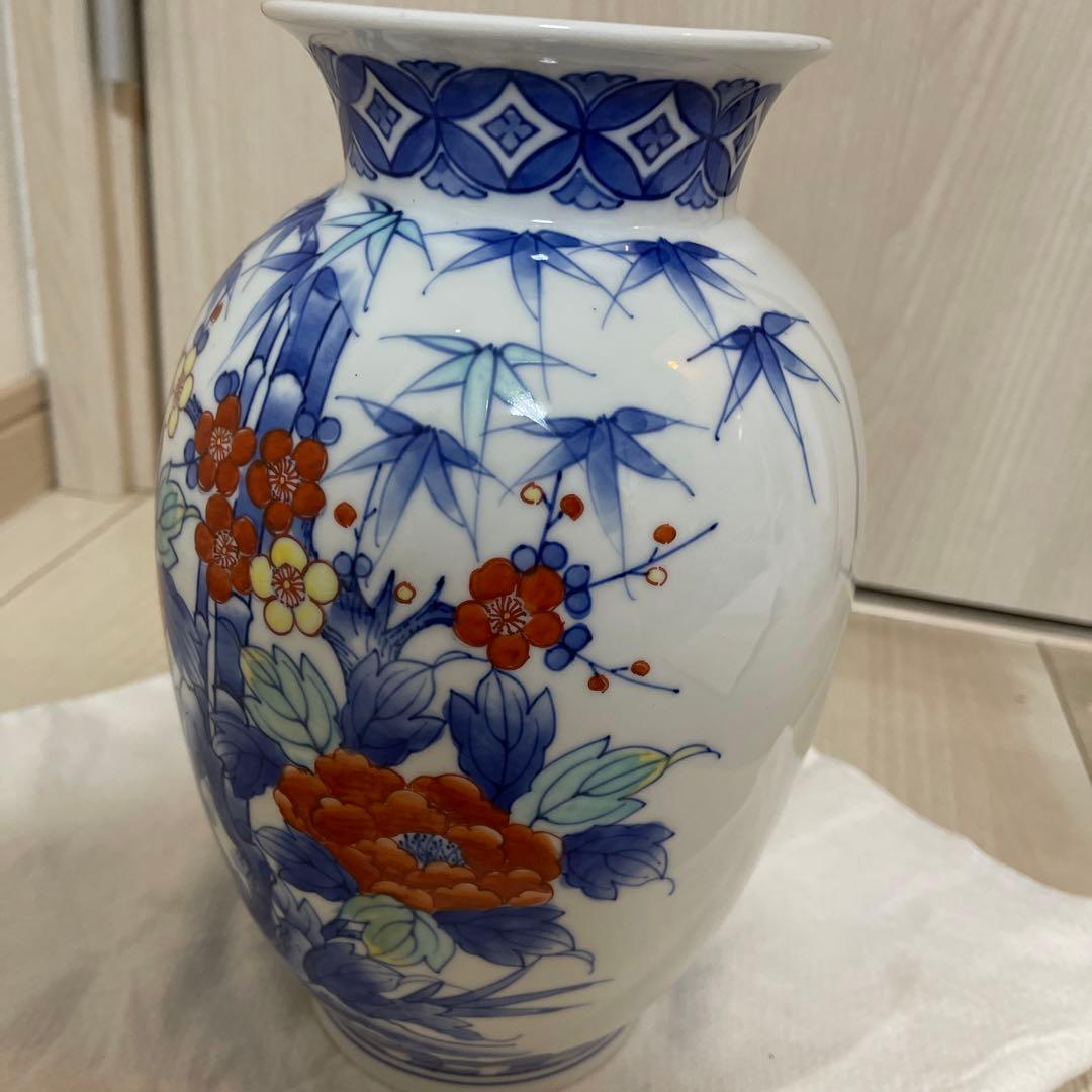 鍋島焼 虎仙窯 壺 花瓶 伊万里焼 鍋島 虎仙窯 竹・梅、牡丹紋様 - メルカリ