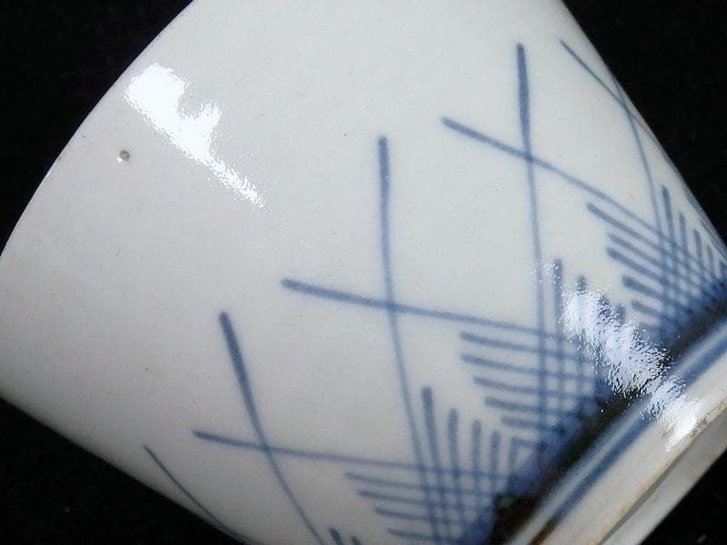 古伊万里 染付 桧垣草紋の図 蕎麦猪口 080AS-CBj