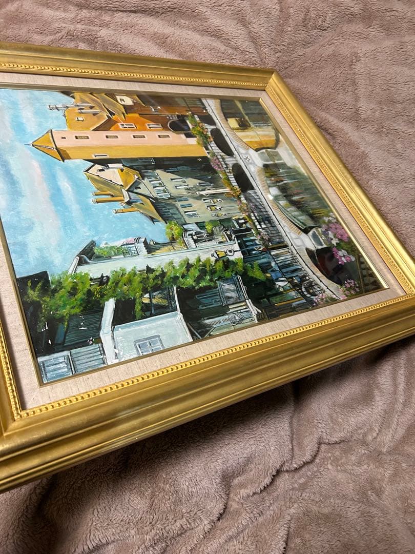 油彩画 原良次［花のある町・フランス] サイズ F10 - メルカリ