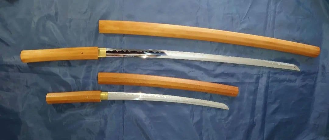 関の刀 模造刀 白鞘 2点セット（大刀 小刀のみ）刀台は付属致しません