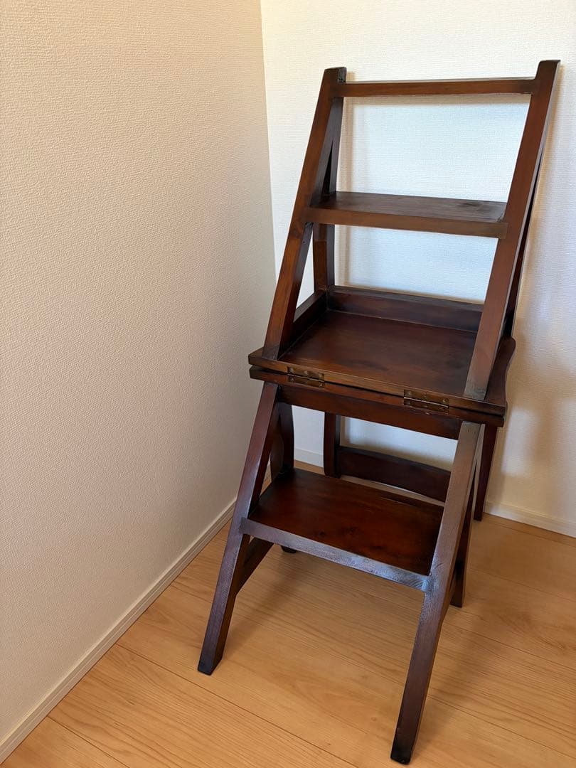 レア☆ヴィンテージ マホガニー 無垢材 ステップ チェア 踏み台 木製