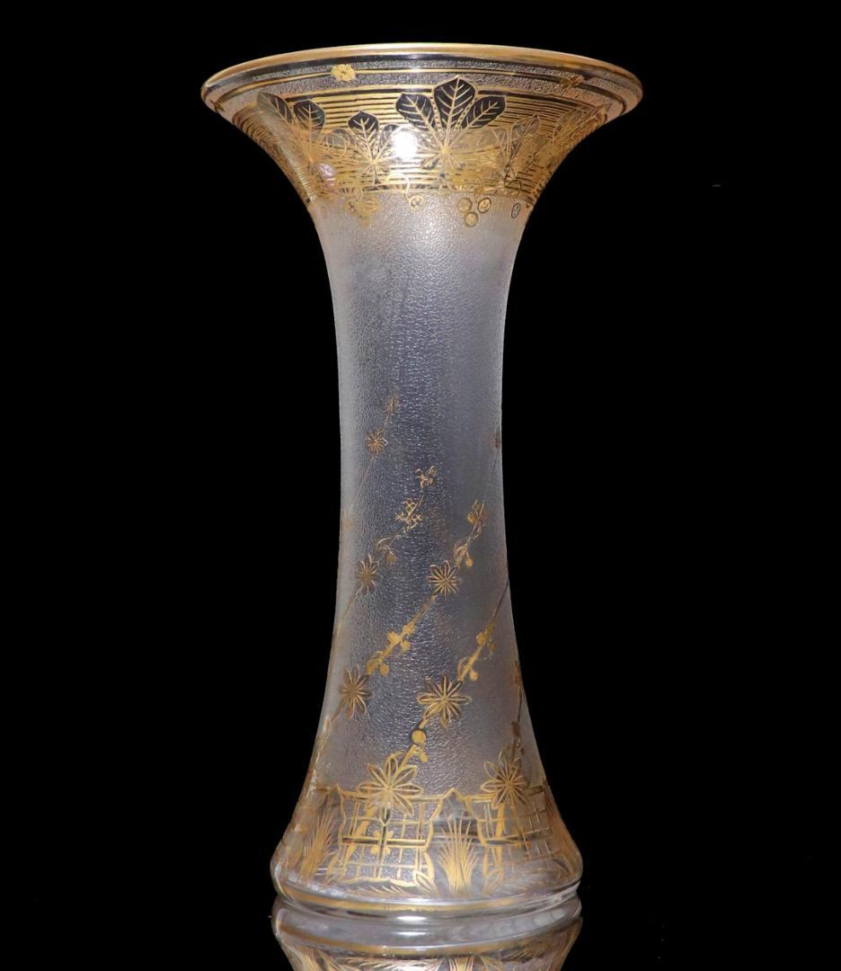 オールド・バカラ 入手困難!! 美術館級 金彩ジブレ装飾 大型花瓶 アンティーク オールド・バカラ 入手困難!! 美術館級 金彩ジブレ装飾 大型花瓶